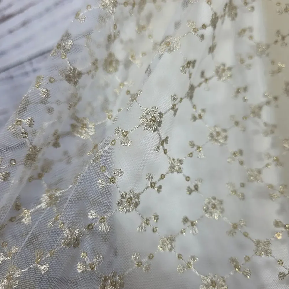American Princess Girls Ivory Gold Glitter Tulle Party Dress Sleeveless